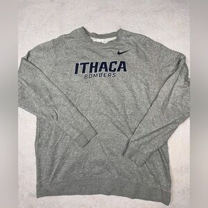 Nike Men's Gray Swoosh Ithaca Bombers Spell Out Crewneck Sweatshirt Size L